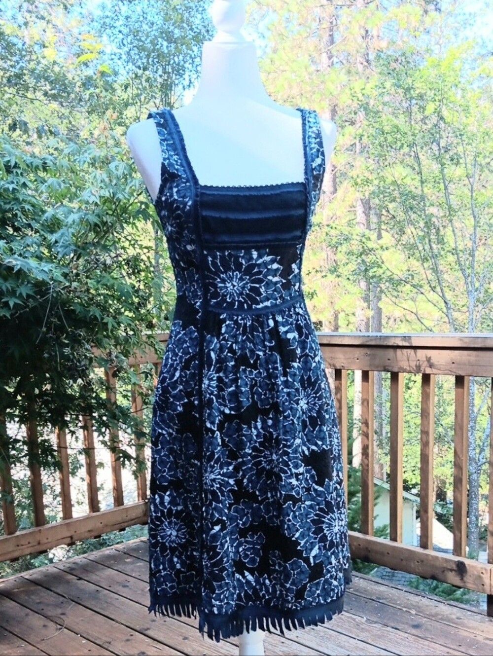 Cynthia Steffe Indigo Blue Tank Dress.Fairycore. Eyelet. Arty.